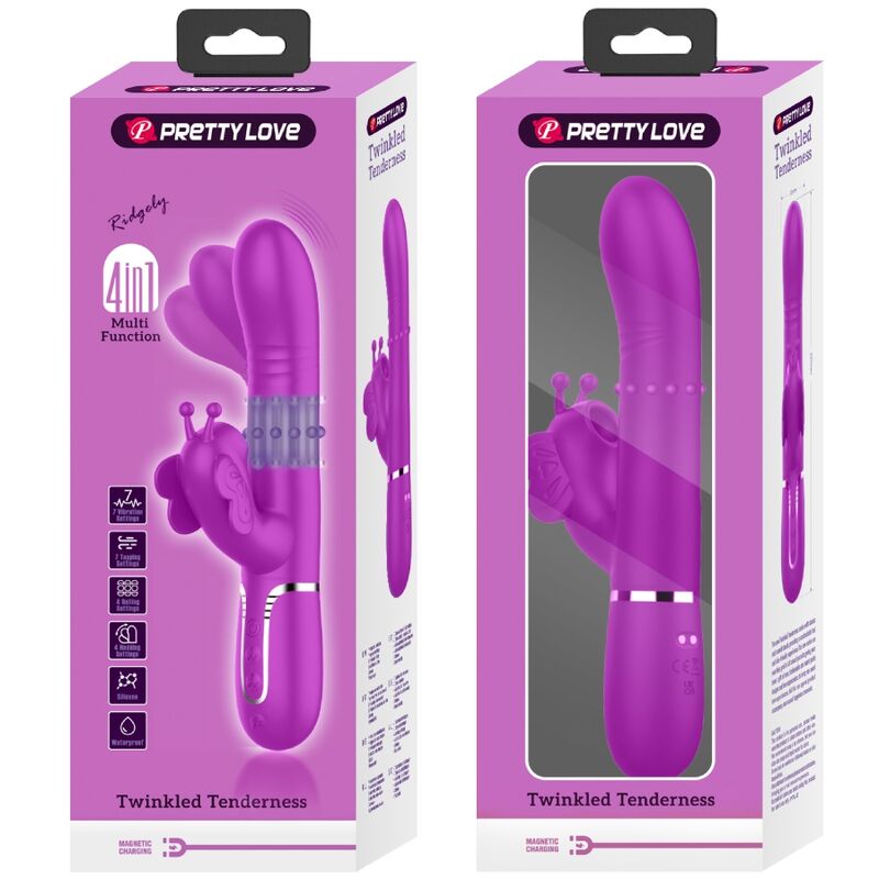 Pretty Love multifunktionell rabbit vibrator i fuchsia