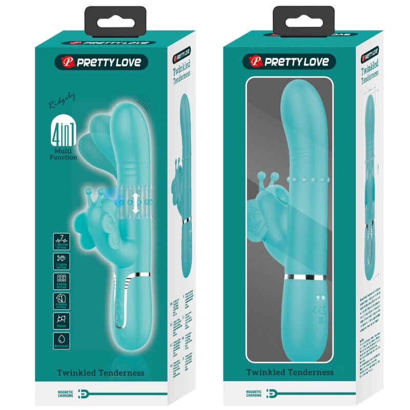Pretty Love multifunktionell rabbit vibrator i aqua grön