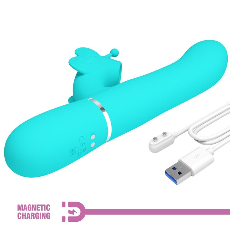 Pretty Love multifunktionell rabbit vibrator i aqua grön