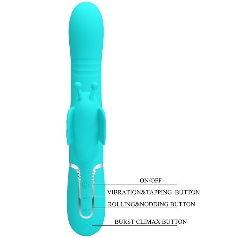 Pretty Love multifunktionell rabbit vibrator i aqua grön