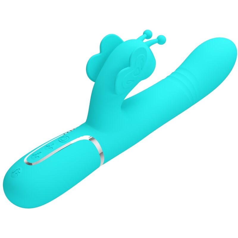 Pretty Love multifunktionell rabbit vibrator i aqua grön