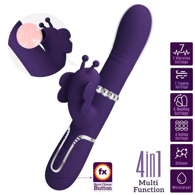 Pretty Love multifunktionell rabbit vibrator 4 i 1 lila