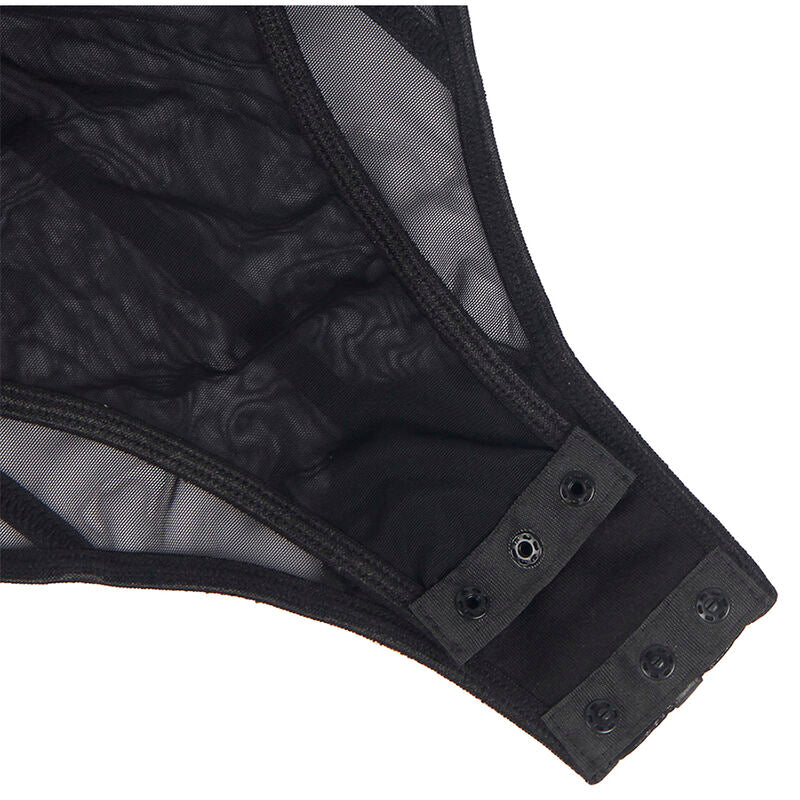 SUBBLIME - Svart kedja hängslen bodysuit S/M