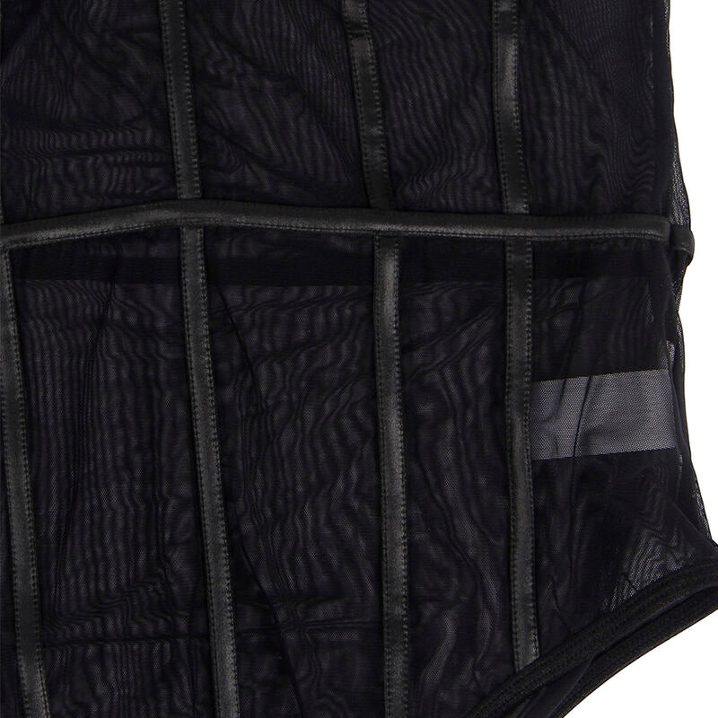 SUBBLIME - Svart kedja hängslen bodysuit S/M