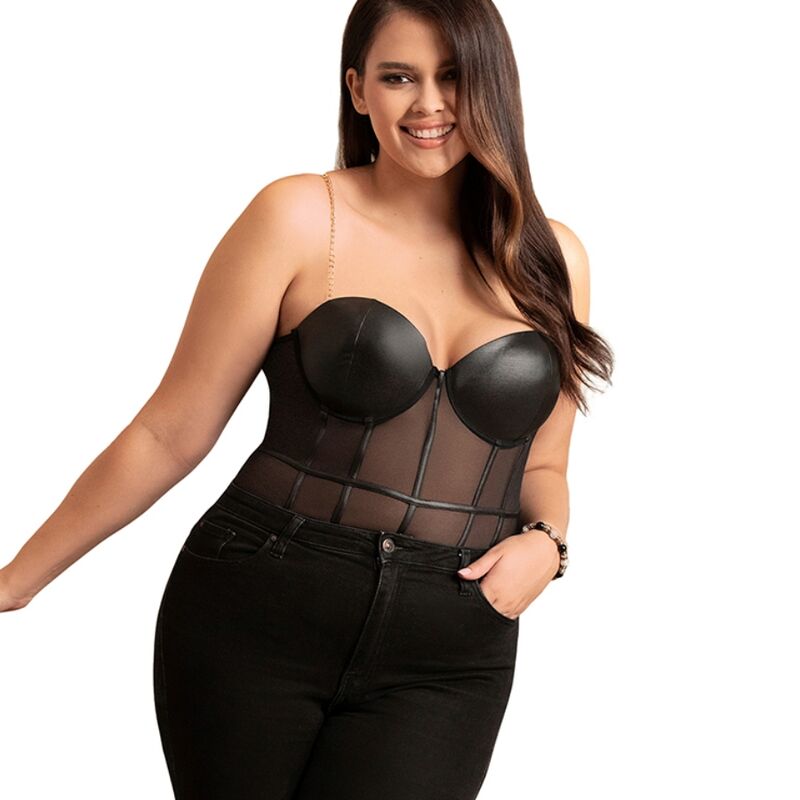 Svart kedja hängslen bodysuit L/XL från SUBBLIME