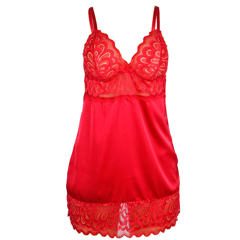 SUBBLIME - SATIN BABYDOLL MED SPETS RÖD S/M