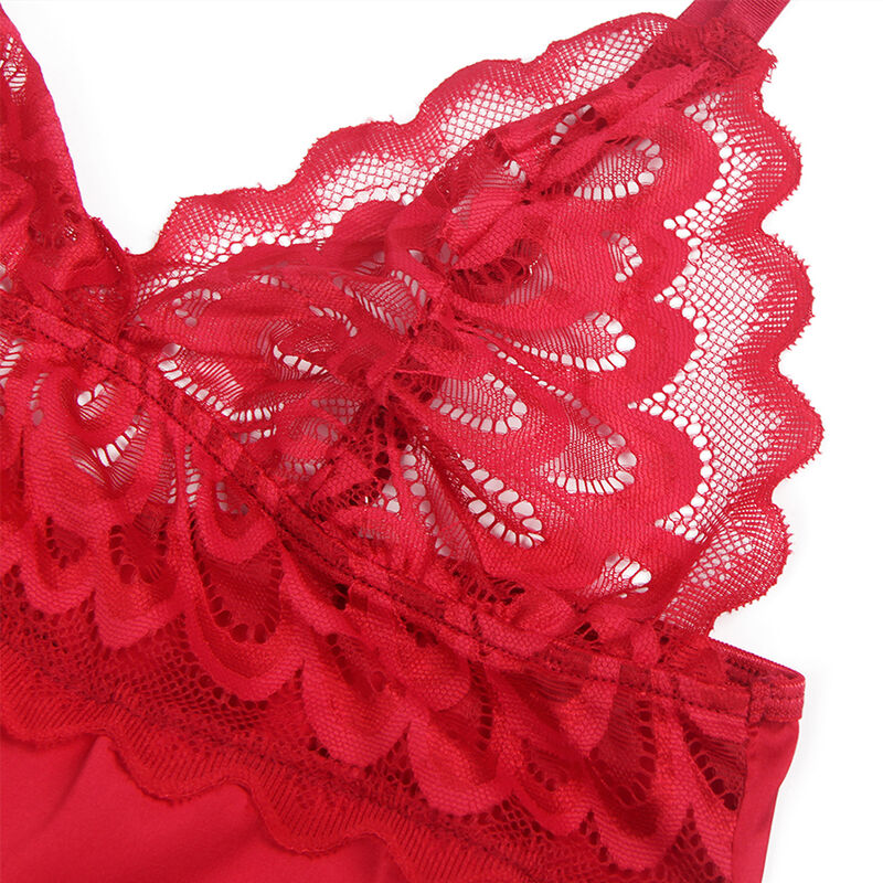 SUBBLIME - SATIN BABYDOLL MED SPETS RÖD S/M