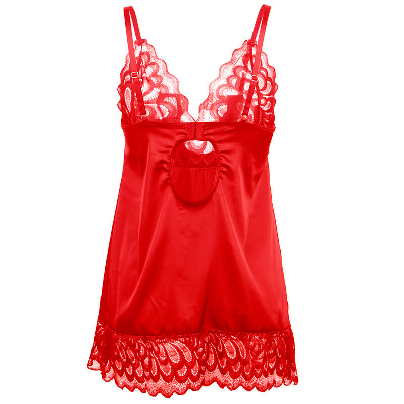 SUBBLIME - SATIN BABYDOLL MED SPETS RÖD S/M