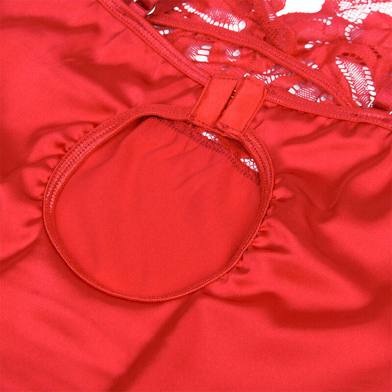 Röd satin babydoll med spets från Subblime i storlek L/XL