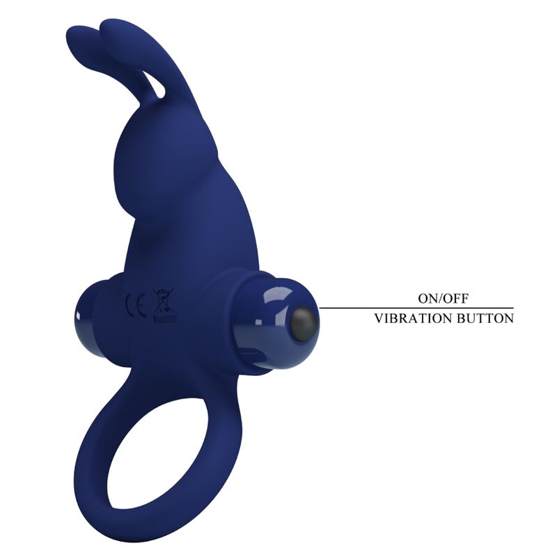 PRETTY LOVE - JIRO RABBIT RING MED VIBRATION BLÅ