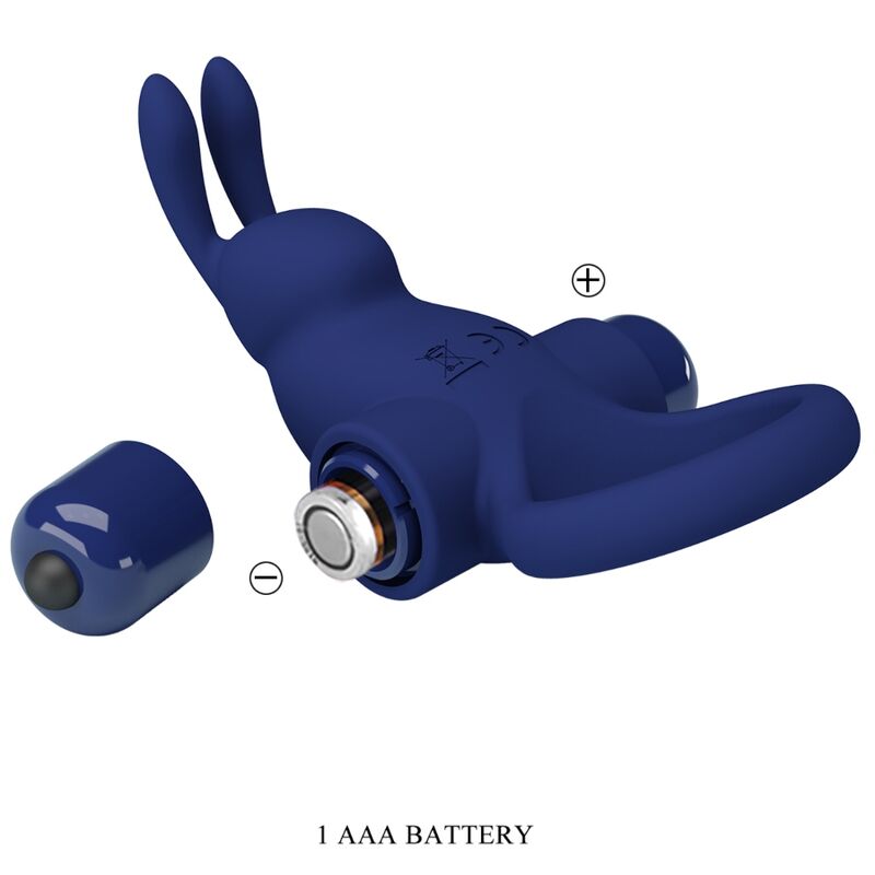 PRETTY LOVE - JIRO RABBIT RING MED VIBRATION BLÅ