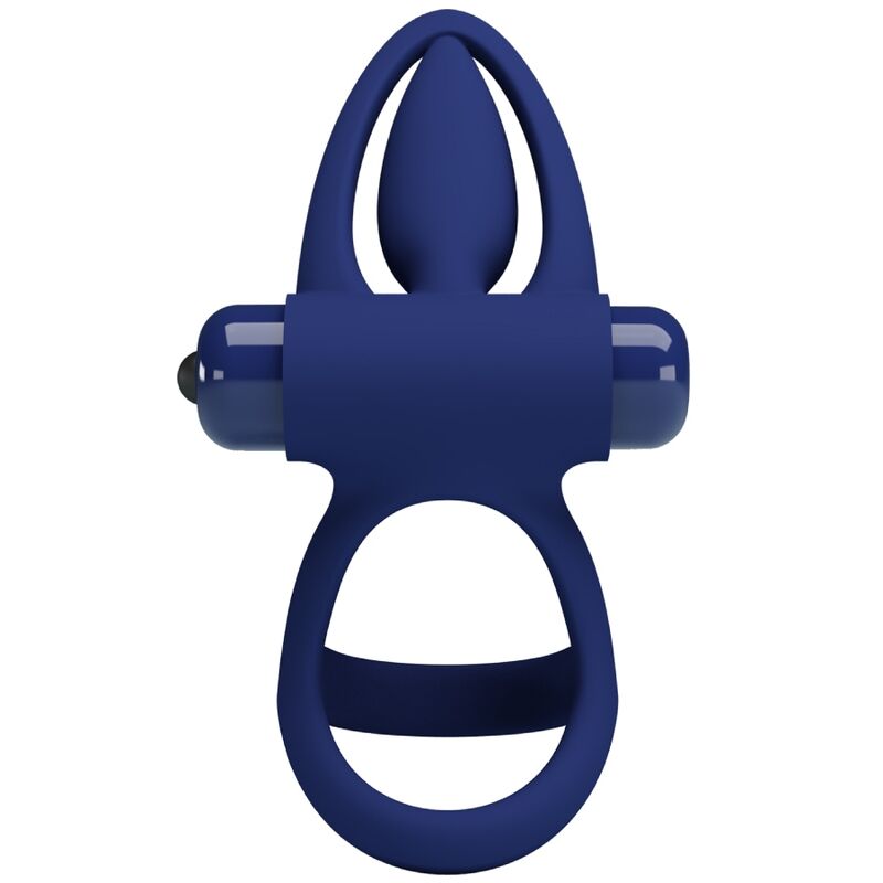PRETTY LOVE mat double ring med vibration och stimulator i blå färg