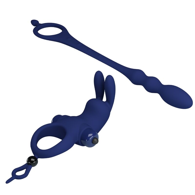PRETTY LOVE - AYAD RABBIT VIBRATOR RING MED PLUGG BLÅ