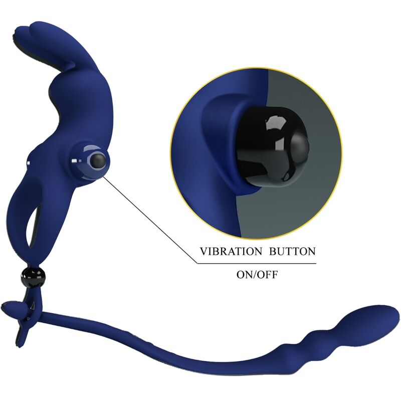 PRETTY LOVE - AYAD RABBIT VIBRATOR RING MED PLUGG BLÅ