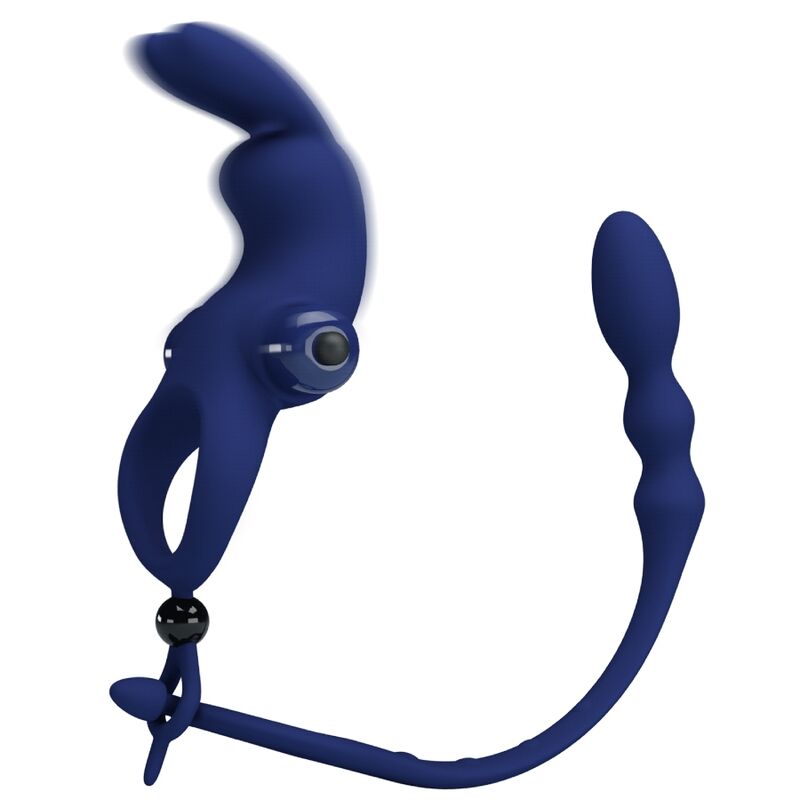 PRETTY LOVE - AYAD RABBIT VIBRATOR RING MED PLUGG BLÅ