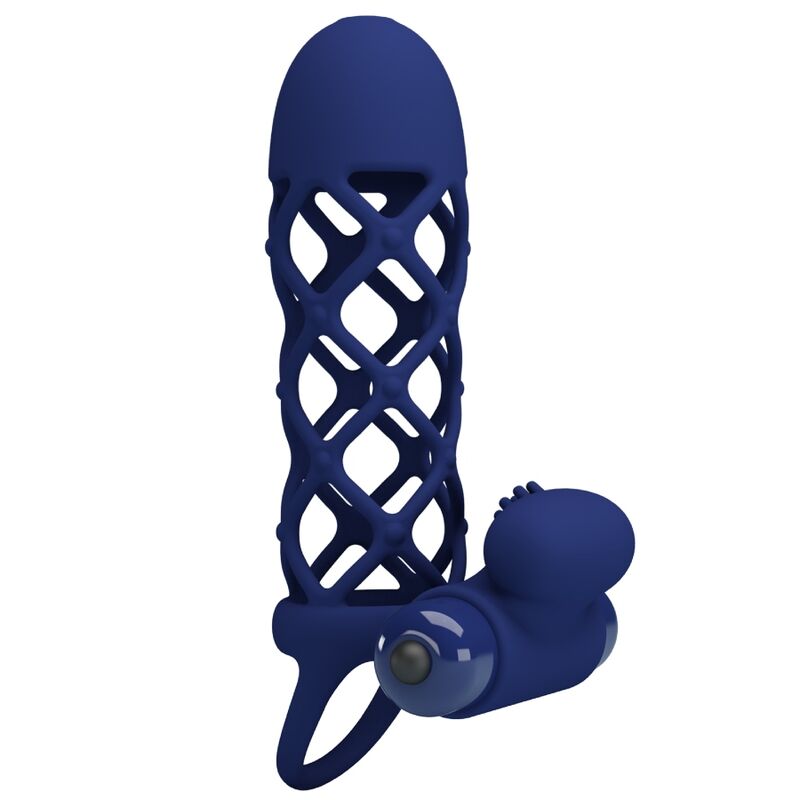 PRETTY LOVE Giann vibratorring med silikonhylsa i blått