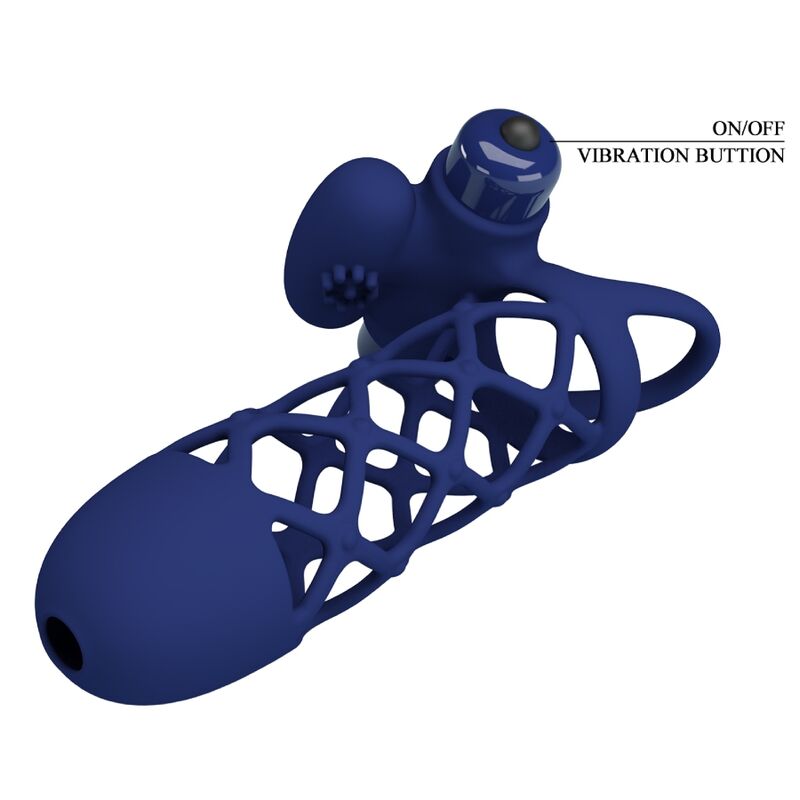 PRETTY LOVE Giann vibratorring med silikonhylsa i blått