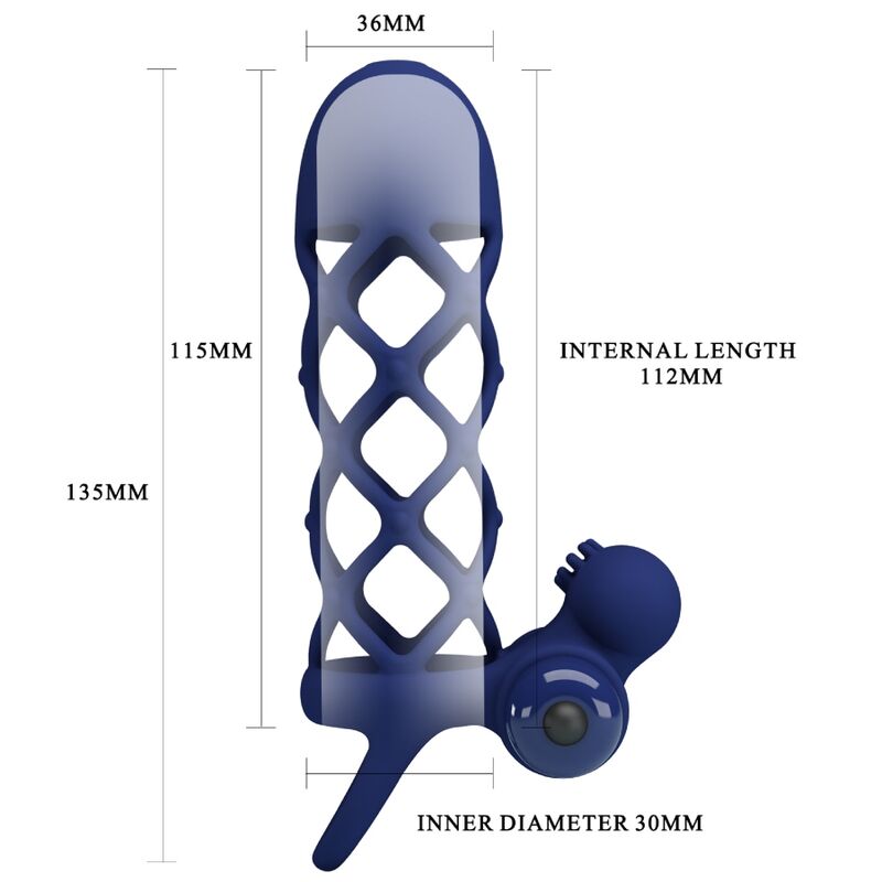 PRETTY LOVE Giann vibratorring med silikonhylsa i blått