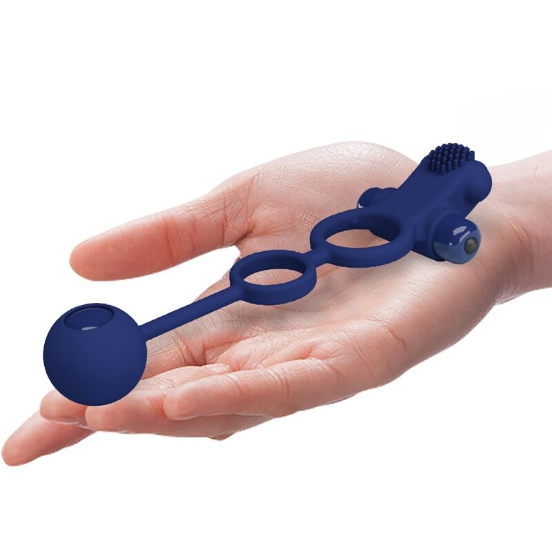 Pretty Love Remington dubbel vibratorring med plugg i blå färg
