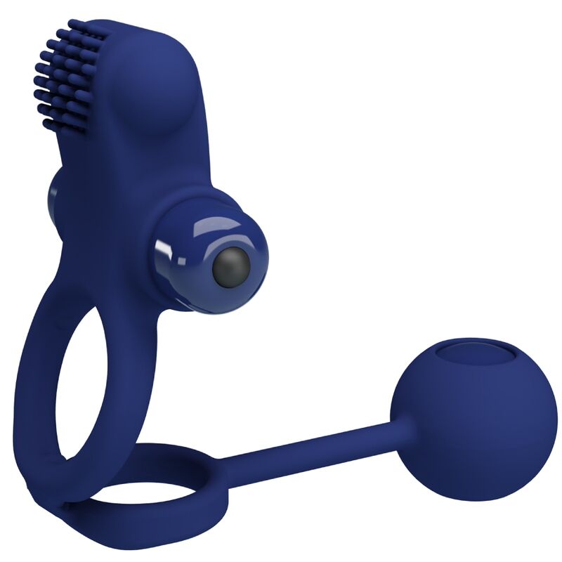 Pretty Love Remington dubbel vibratorring med plugg i blå färg