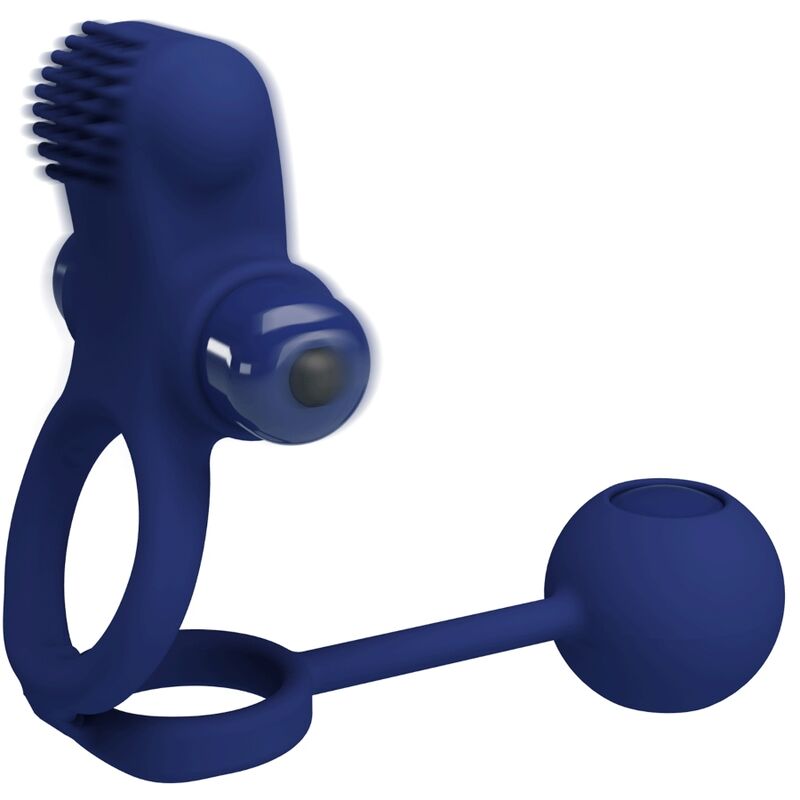 Pretty Love Remington dubbel vibratorring med plugg i blå färg
