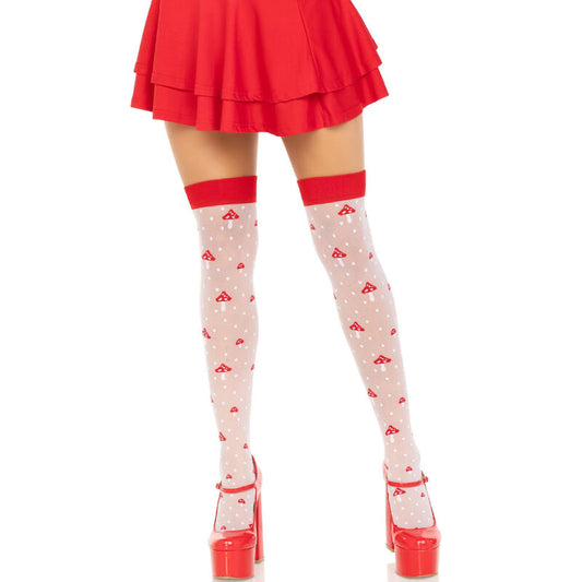 LEG AVENUE - MUSHROOM HIGH SOCKS RÖD/VIT