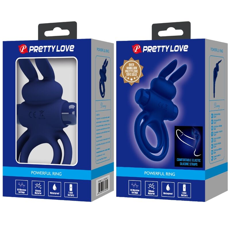 PRETTY LOVE DAREY dubbel vibrerande ring i blått