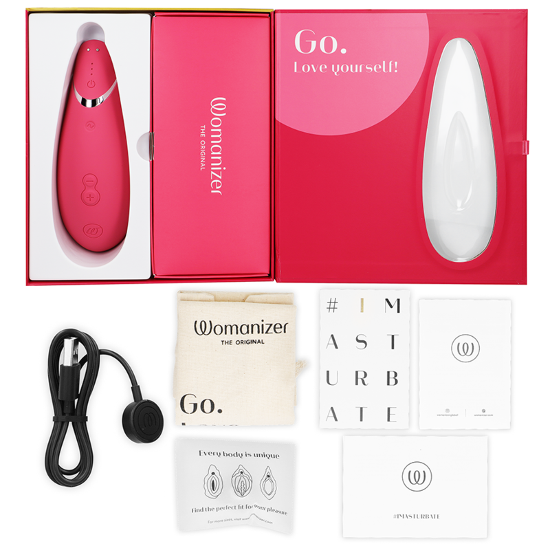 Womanizer Premium 2 klitoralsimulator i färgen hallon