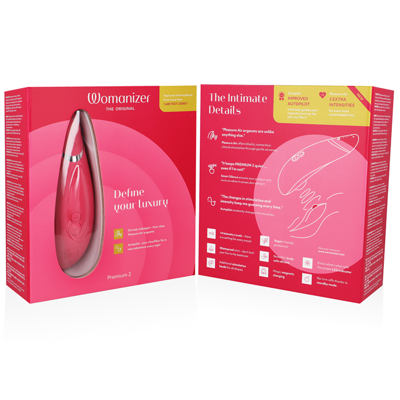 Womanizer Premium 2 klitoralsimulator i färgen hallon