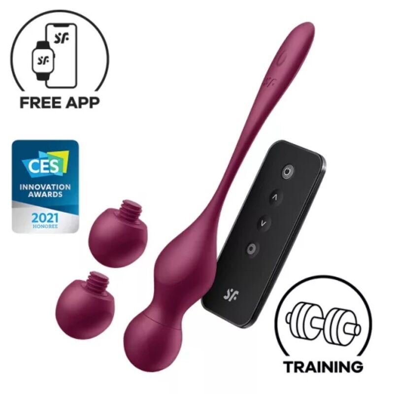 Satisfyer Love Birds Vary vibrerande bollar i vinröd färg