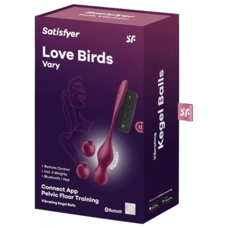 Satisfyer Love Birds Vary vibrerande bollar i vinröd färg