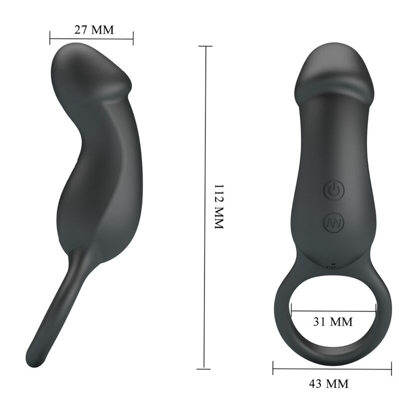 PRETTY LOVE Trae vibrerande svart ring med stimulator