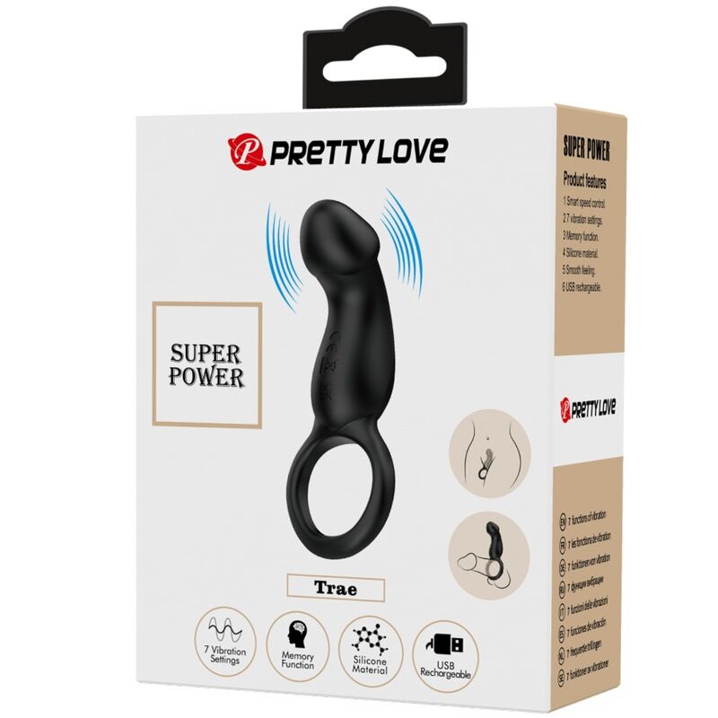 PRETTY LOVE Trae vibrerande svart ring med stimulator