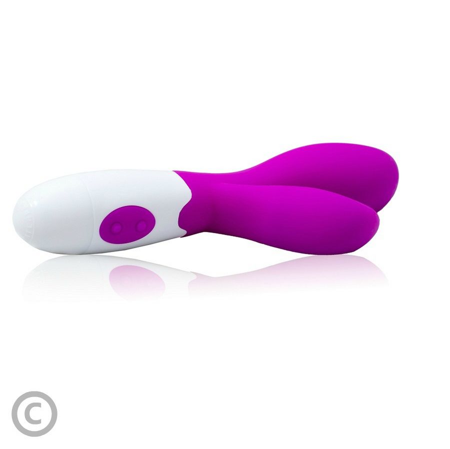 Elegant vibrator i lila och vitt för klitorisk och vaginal stimulering