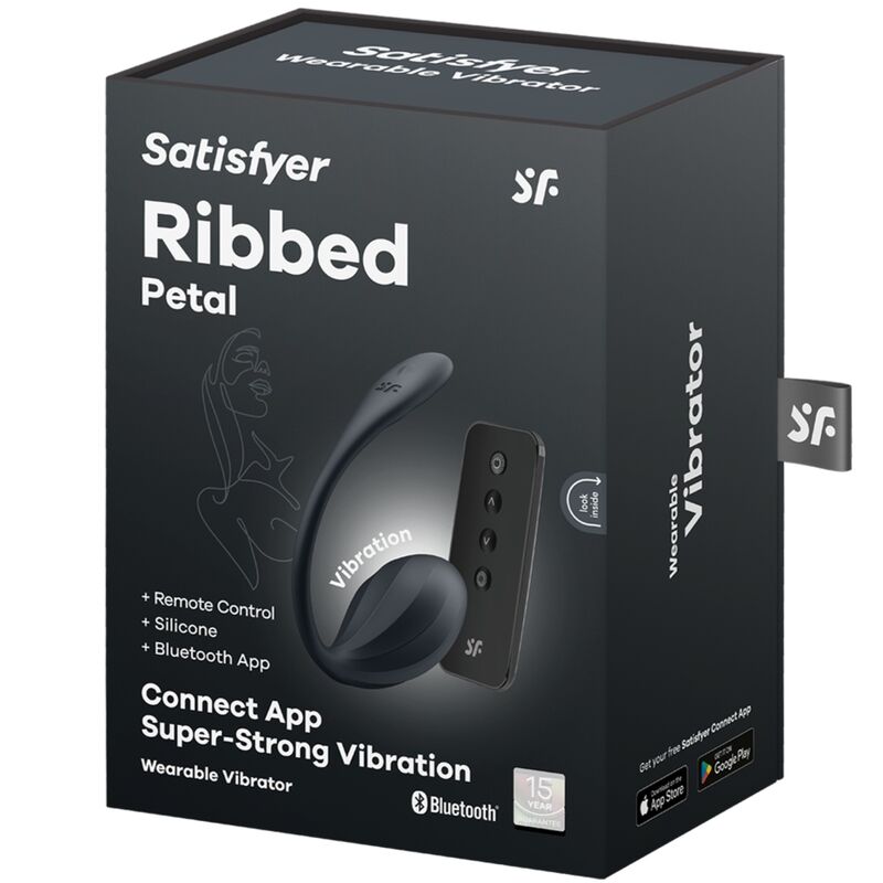 SATISFYER - Ribbad Petal G-Punkt Stimulator med Fjärrkontroll Svart Gratis App