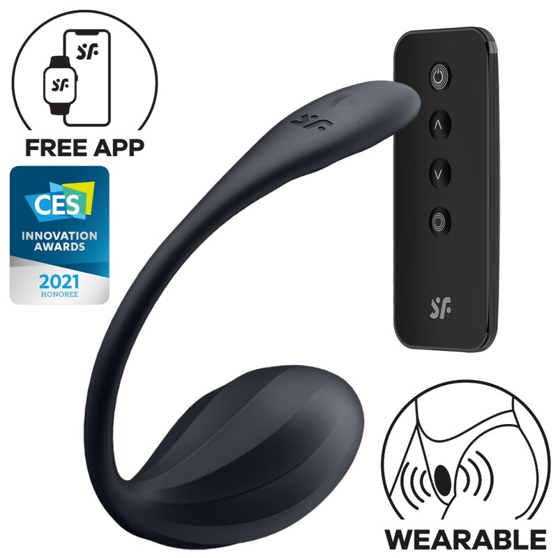 SATISFYER - Ribbad Petal G-Punkt Stimulator med Fjärrkontroll Svart Gratis App
