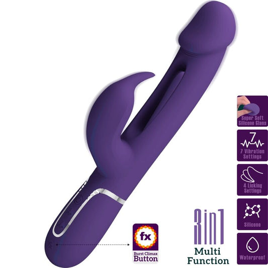 PRETTY LOVE - KAMPAS RABBIT 3 I 1 MULTIFUNKTIONSVIBRATOR MED TUNG VIOLETT