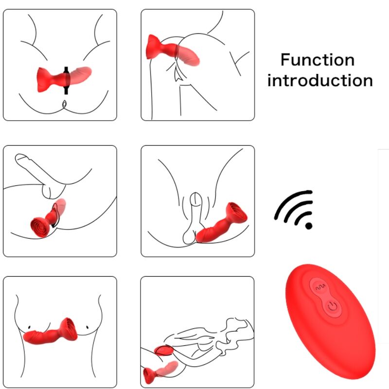 ARMONY analpluggvibrator med fjärrkontroll i röd färg