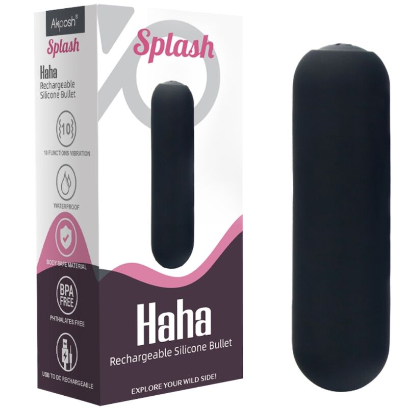 ARMONY - SPLASH HAHA VIBRATOR BULLET SILIKON 10 VIBRATIONER 75 X 19 CM SVART