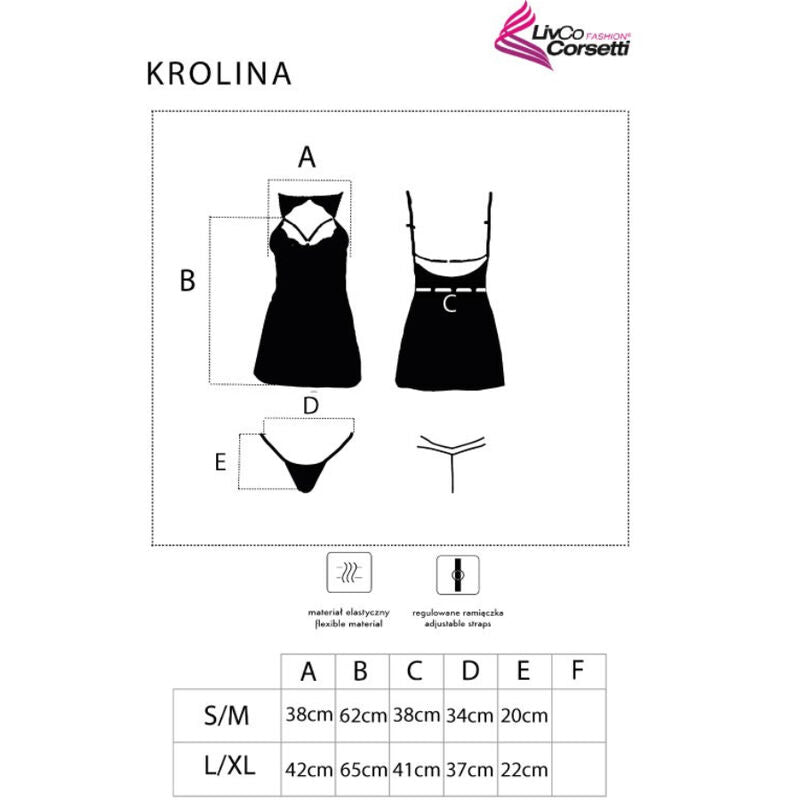 LIVCO CORSETTI KROLINA nattlinne och stringtrosa svart L/XL
