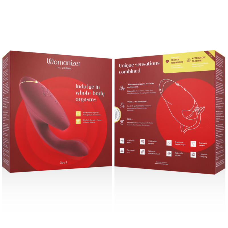 Womanizer DUO 2 stimulator i bordeauxfärg