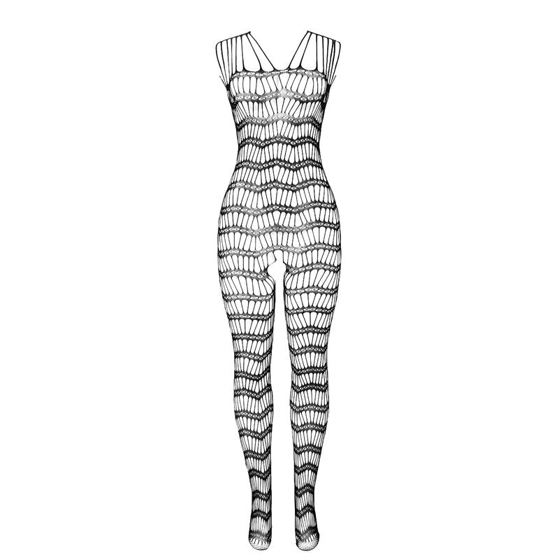SUBBLIME - 951696 FISHNET CROTCHLESS BODYSTOCKING MED AXELREMMA SVART EN STORLEK