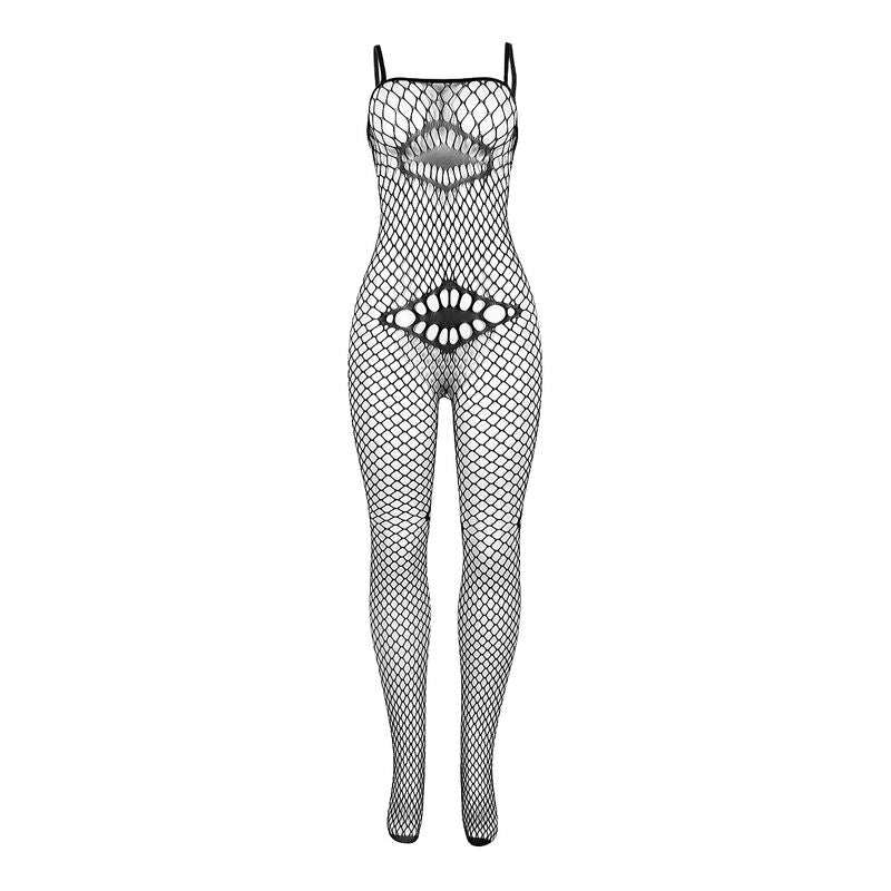 SUBBLIME - 952112 FISHNET BODYSTOCKING MED DETALJER PÅ BRÖST OCH MAGA SVART EN STORLEK