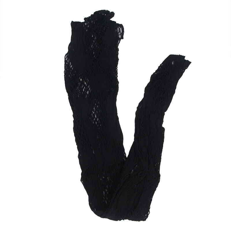 SUBBLIME - 952129 FISHNET BODYSTOCKING MED KLÄNINGSDESIGN OCH BLOMDETALJER SVART EN STORLEK