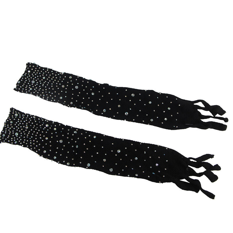 SUBBLIME - 952174 FISHNET BODYSTOCKING MED HANDSKAR OCH DIAMANTER SVART EN STORLEK