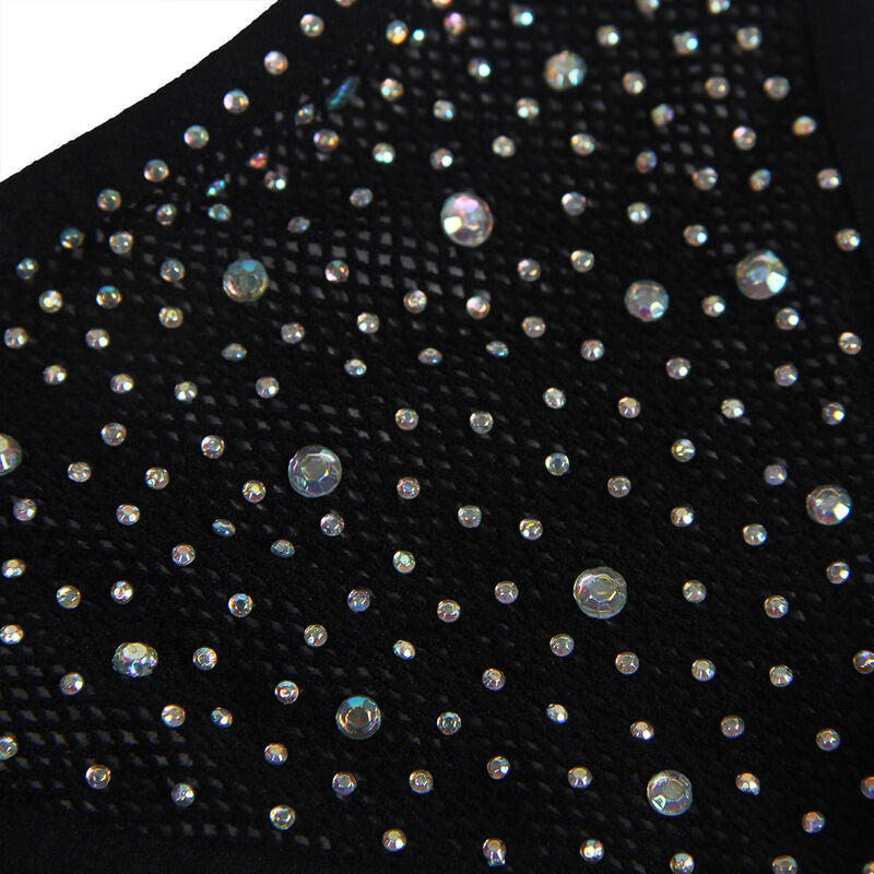 SUBBLIME - 952174 FISHNET BODYSTOCKING MED HANDSKAR OCH DIAMANTER SVART EN STORLEK
