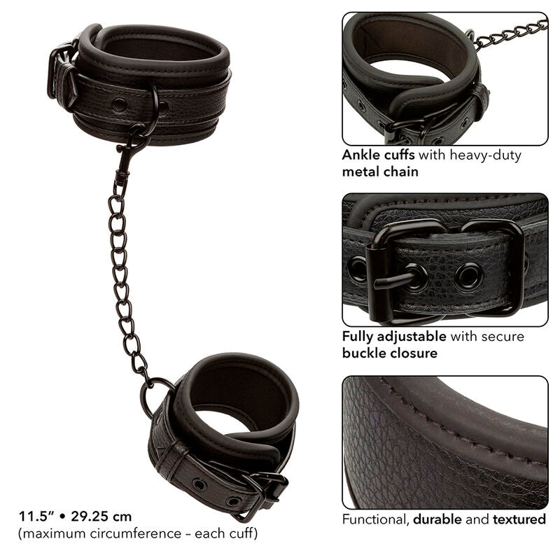 CALEXOTICS - NOCTURNAL ANKLE CUFFS LÄDER JUSTERBARA SVARTA