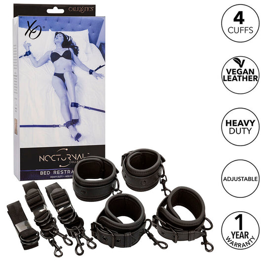 CALEXOTICS - NOCTURNAL BED RESTRAINTS LÄDER JUSTERBARA SVART