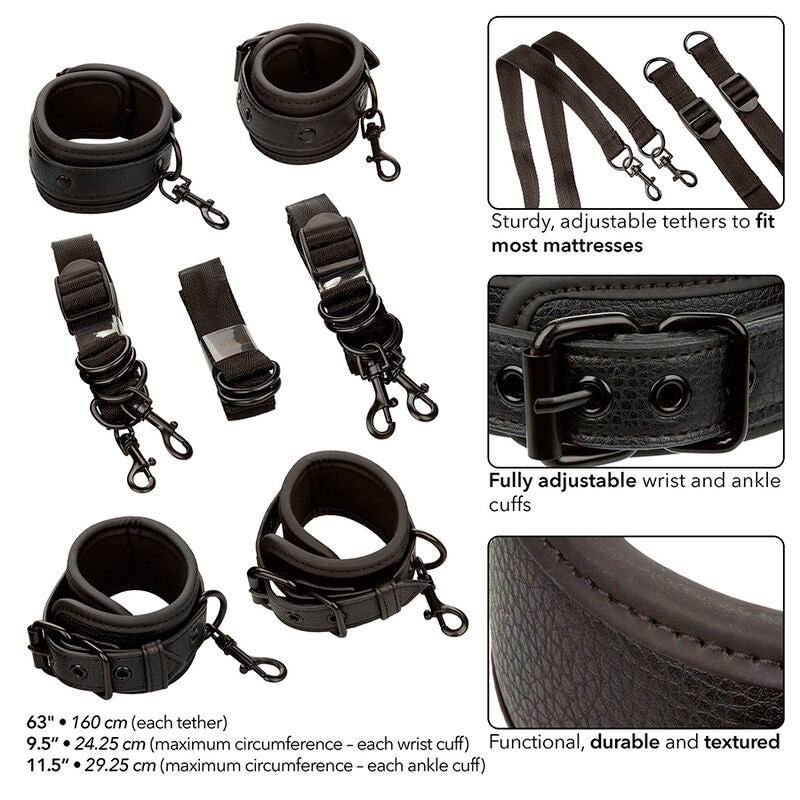 CALEXOTICS - NOCTURNAL BED RESTRAINTS LÄDER JUSTERBARA SVART