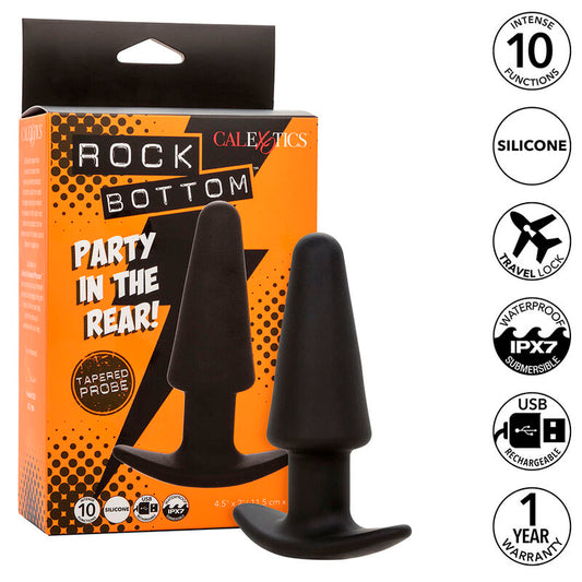 Rock Bottom Tapered Anal Plug med 10 vibrationslägen i svart silikon